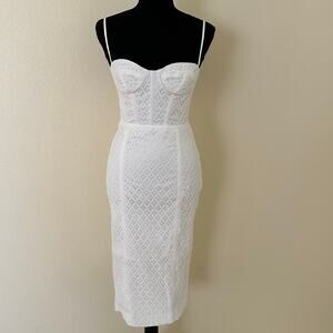 Bardot Orchid White Lace Bustier Midi Dress - Size XS NWT